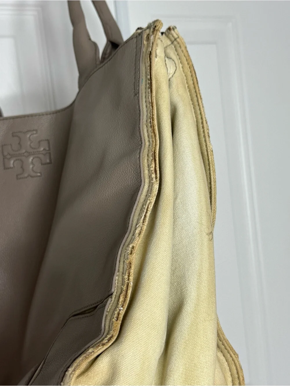 Tory Burch Ella Leather And Canvas Tote Bag